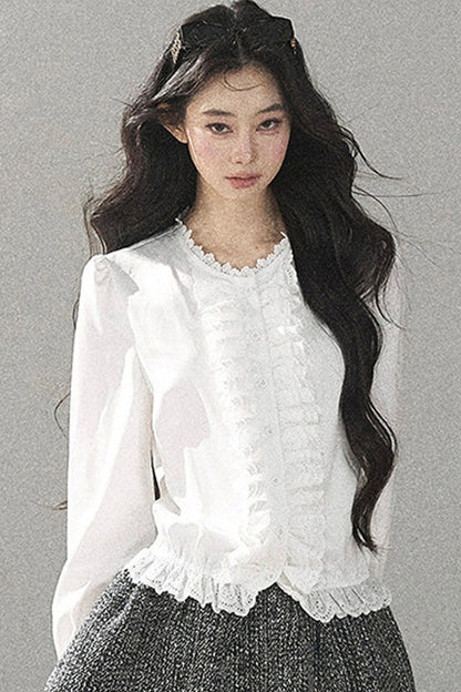 Ruffled Flared Sleeve Top