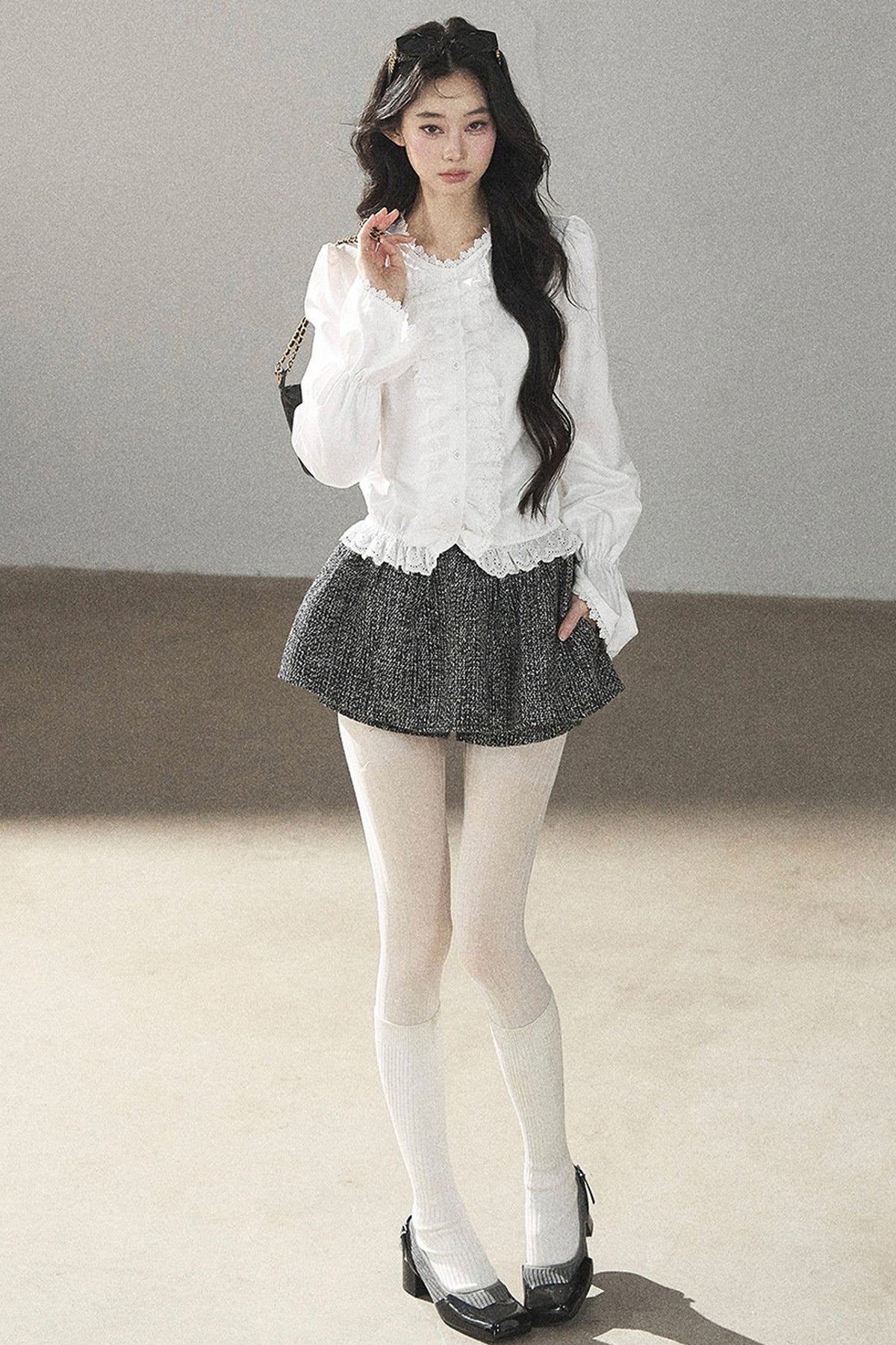 Ruffled Flared Sleeve Top