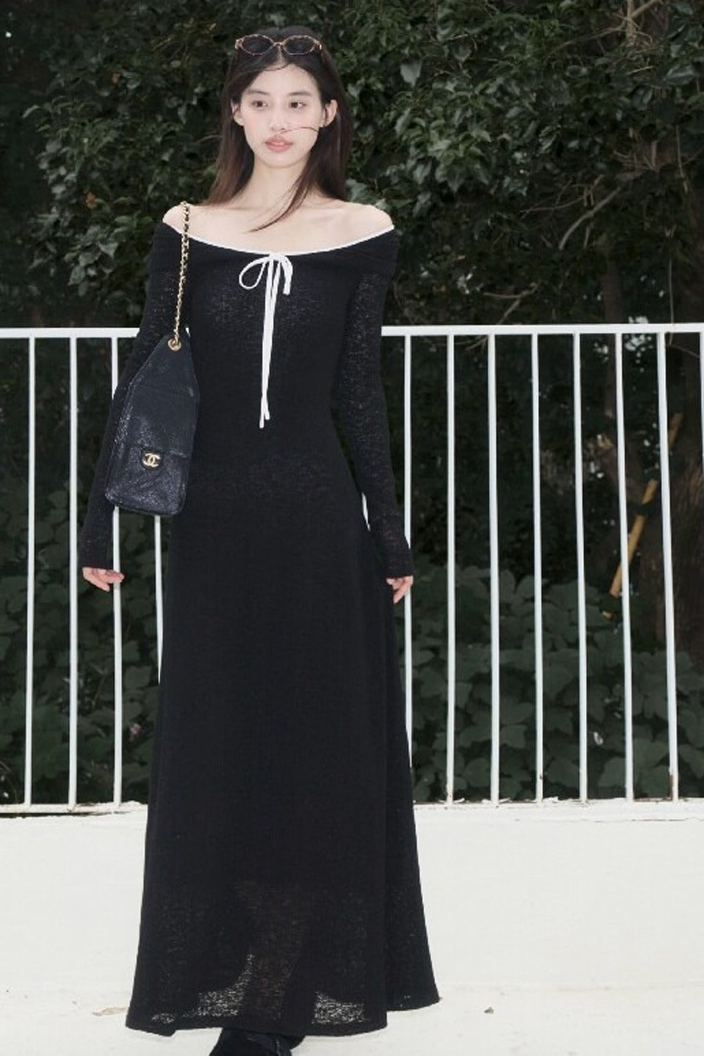 Strickkleid in A-Linie mit Struktur und Carmenausschnitt