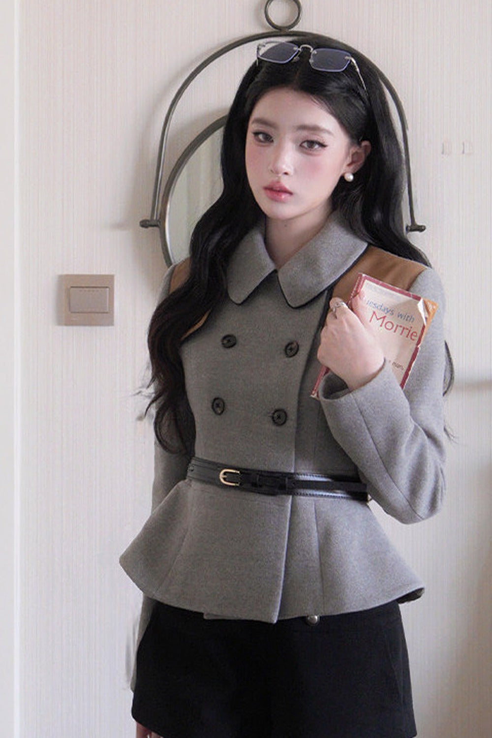 Long Sleeve Doll Collar Peplum Jacket
