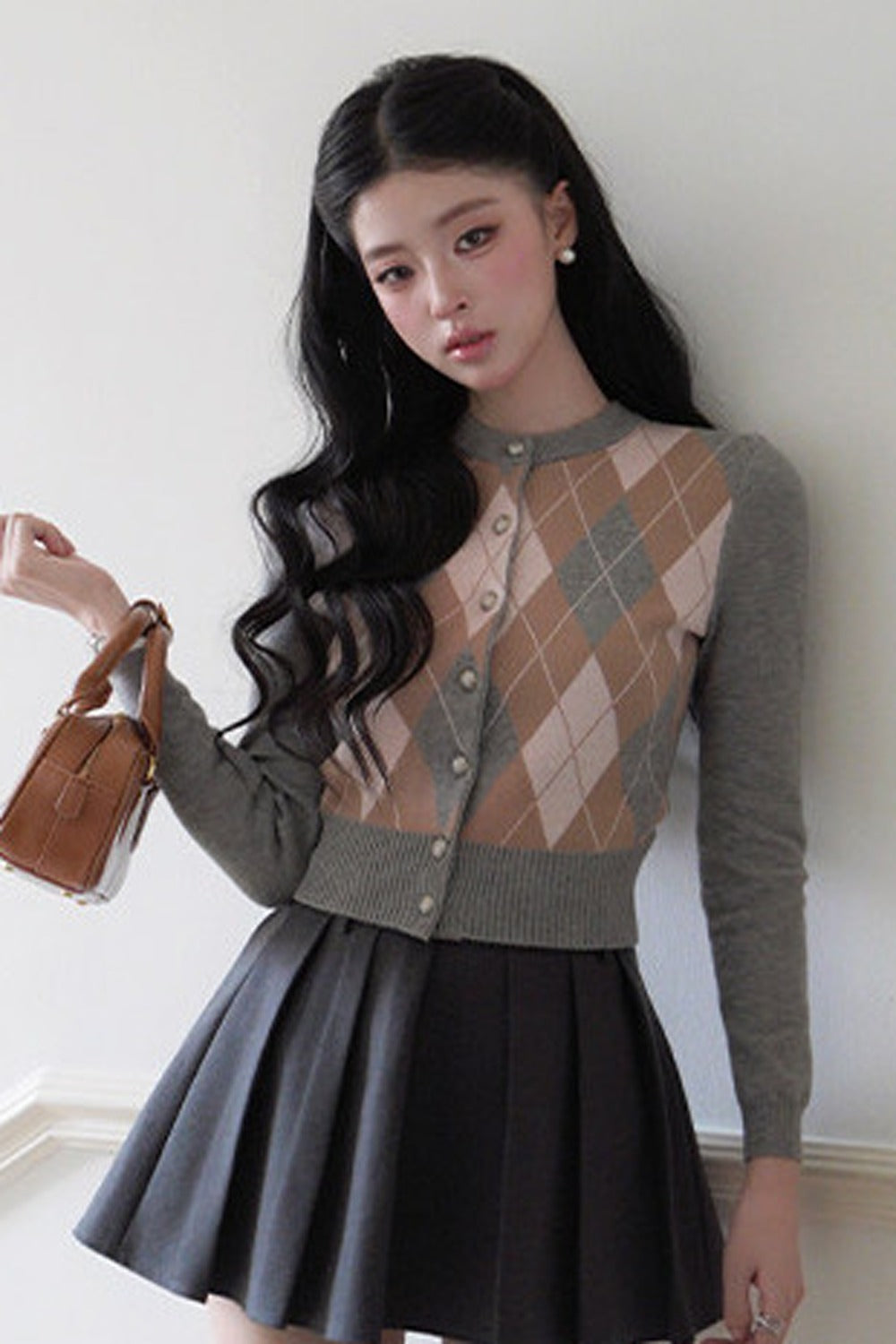 Cardigan en tricot à losanges