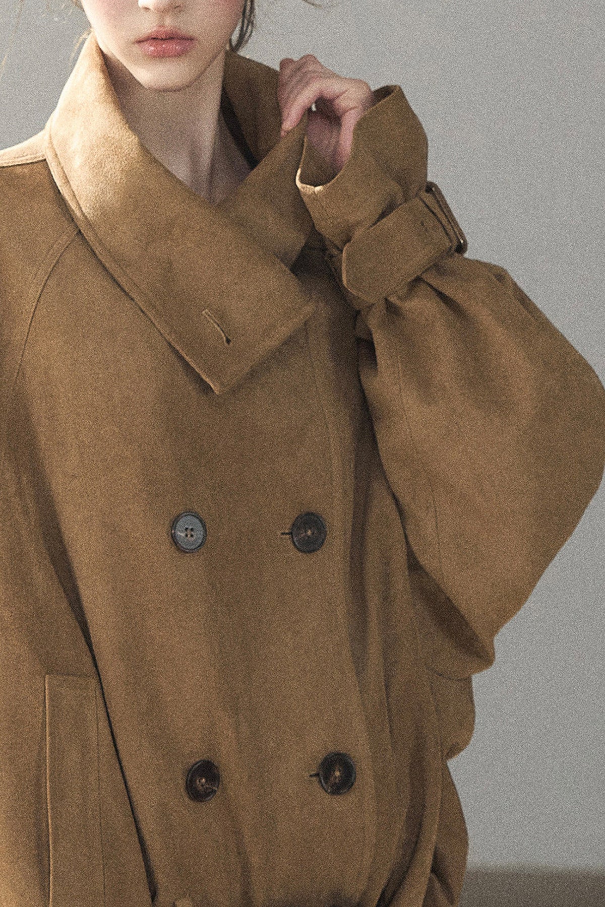 Chestnut Brown Faux Suede Windbreaker and Shorts Set-Up