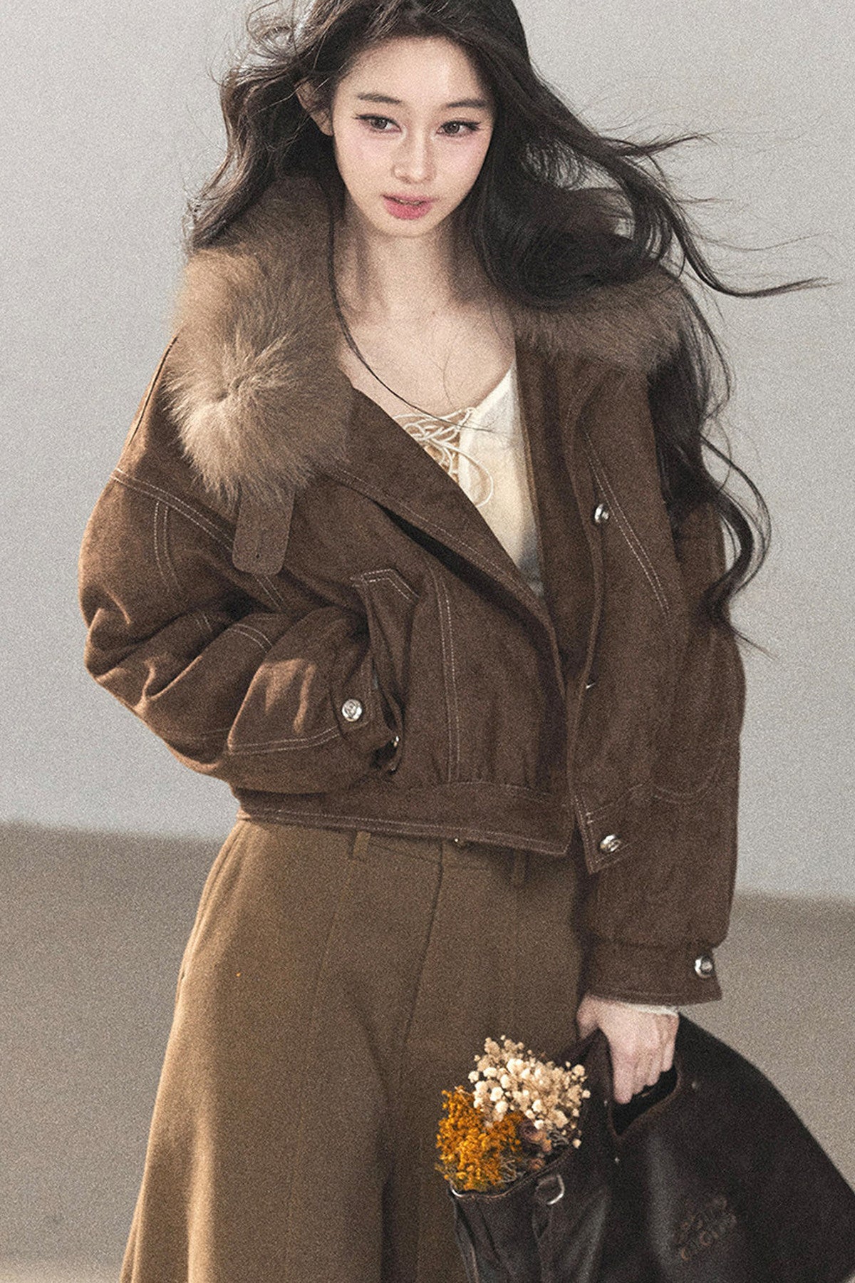 Real Fox Fur Goose Down Parka Jacket
