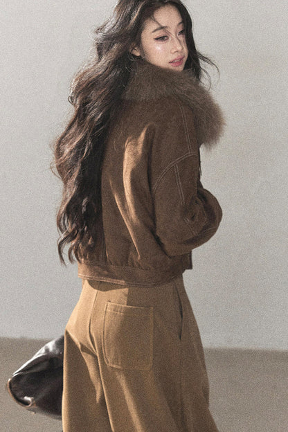Real Fox Fur Goose Down Parka Jacket