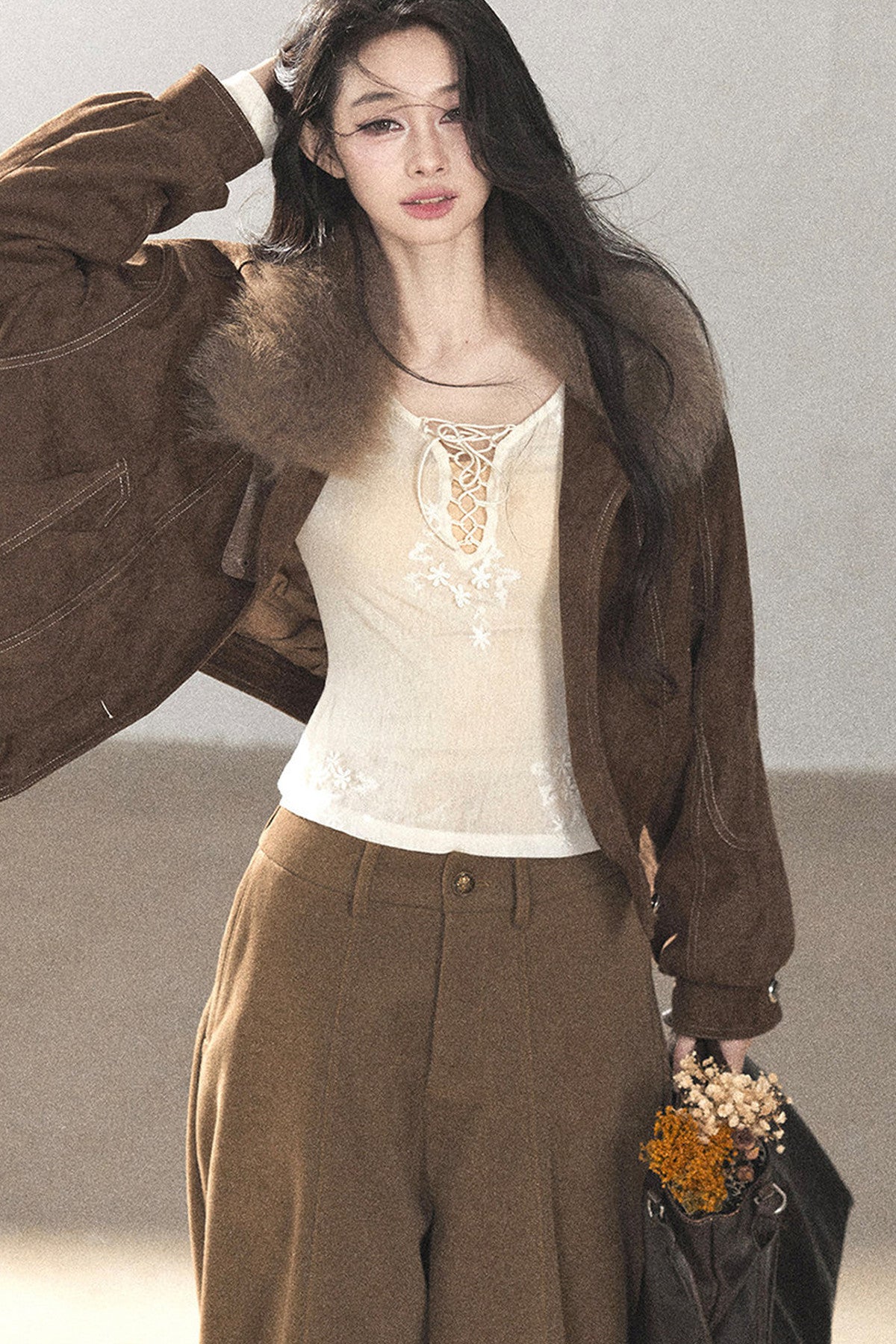 Real Fox Fur Goose Down Parka Jacket