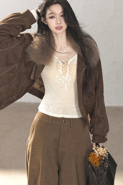 Real Fox Fur Goose Down Parka Jacket
