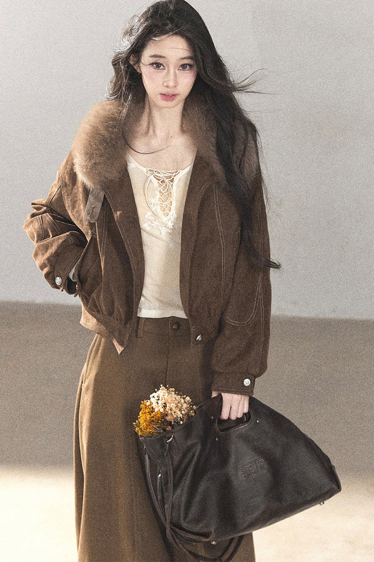 Real Fox Fur Goose Down Parka Jacket