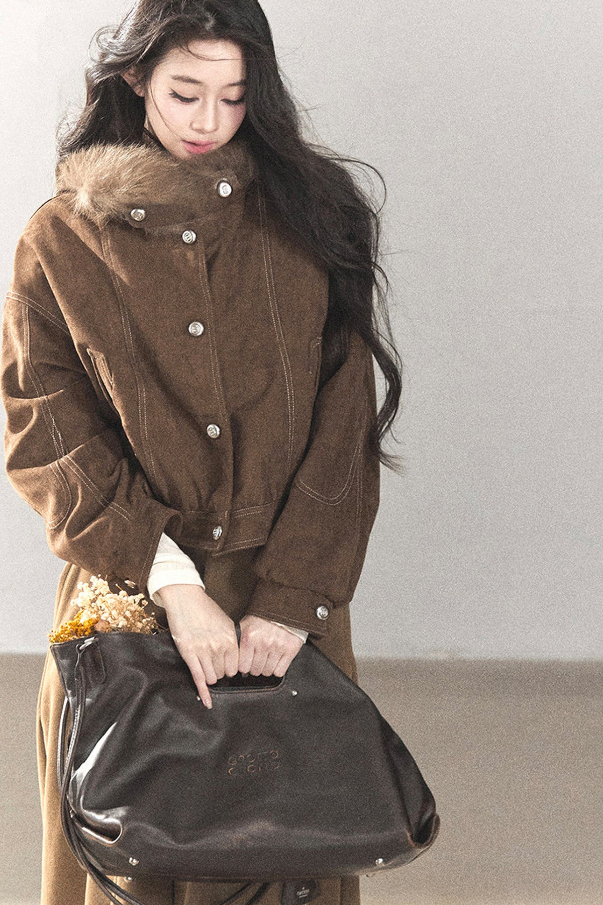 Real Fox Fur Goose Down Parka Jacket
