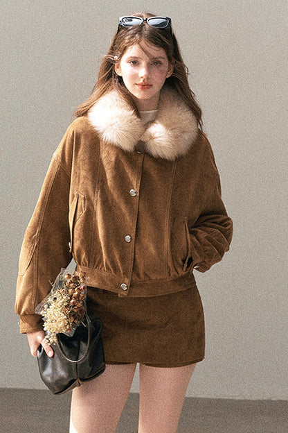 Real Fox Fur Goose Down Parka Jacket