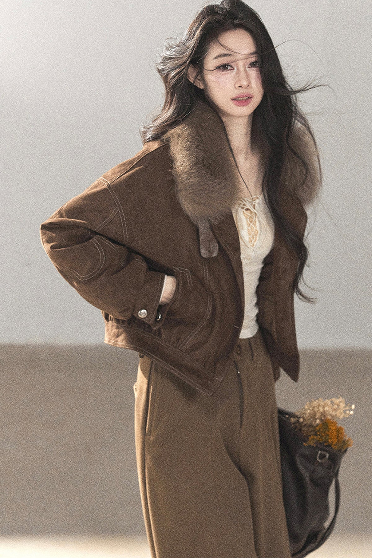 Real Fox Fur Goose Down Parka Jacket