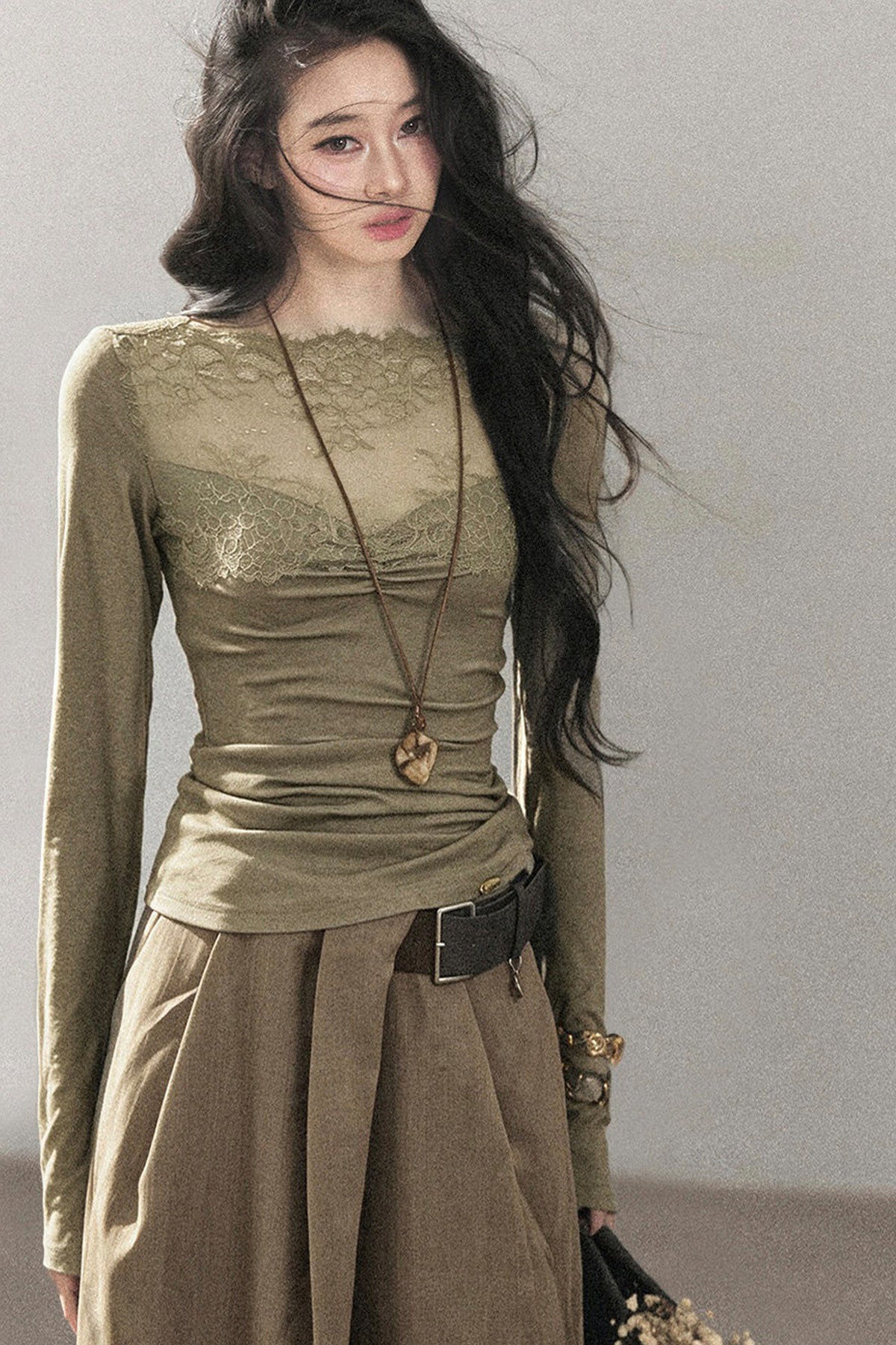 Lace Patchwork Knit T-Shirt