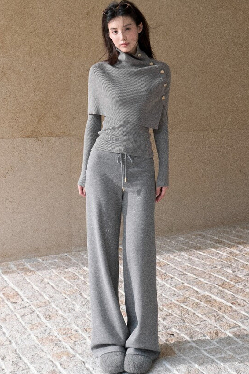 Silver Sprinkle Drawstring Waist Flared Pants