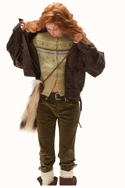Imitation Horsehair Texture Silhouette Button Jacket