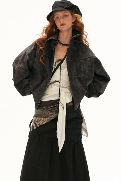Imitation Horsehair Texture Silhouette Button Jacket