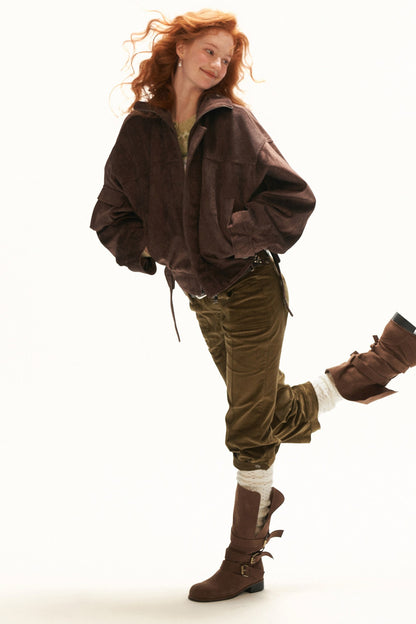 Imitation Horsehair Texture Silhouette Button Jacket