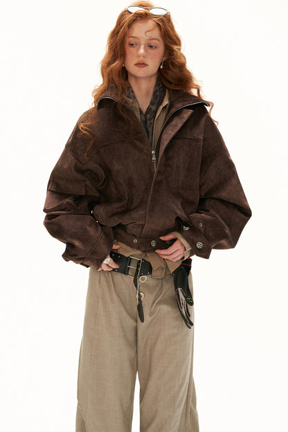 Imitation Horsehair Texture Silhouette Button Jacket