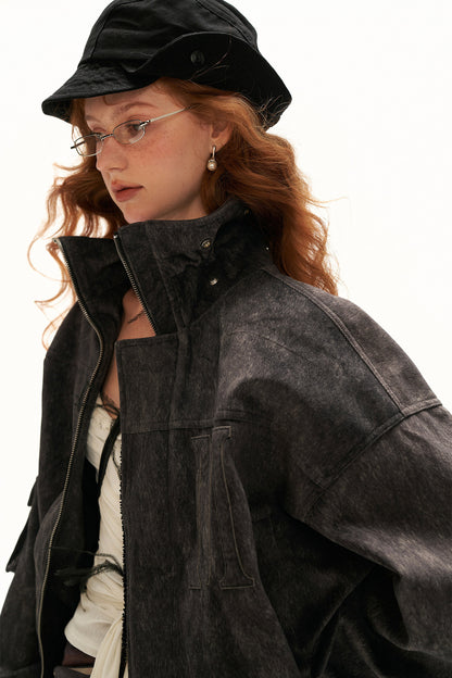 Imitation Horsehair Texture Silhouette Button Jacket