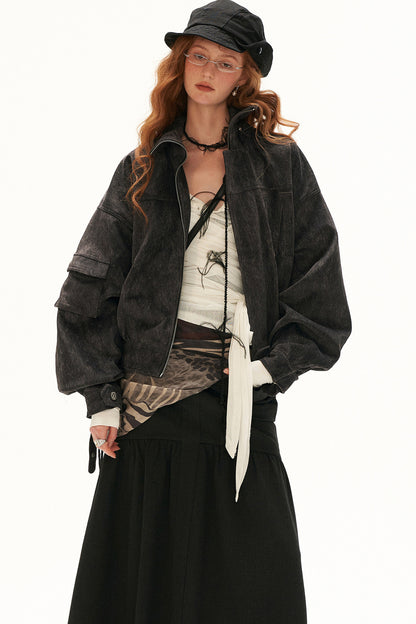 Imitation Horsehair Texture Silhouette Button Jacket