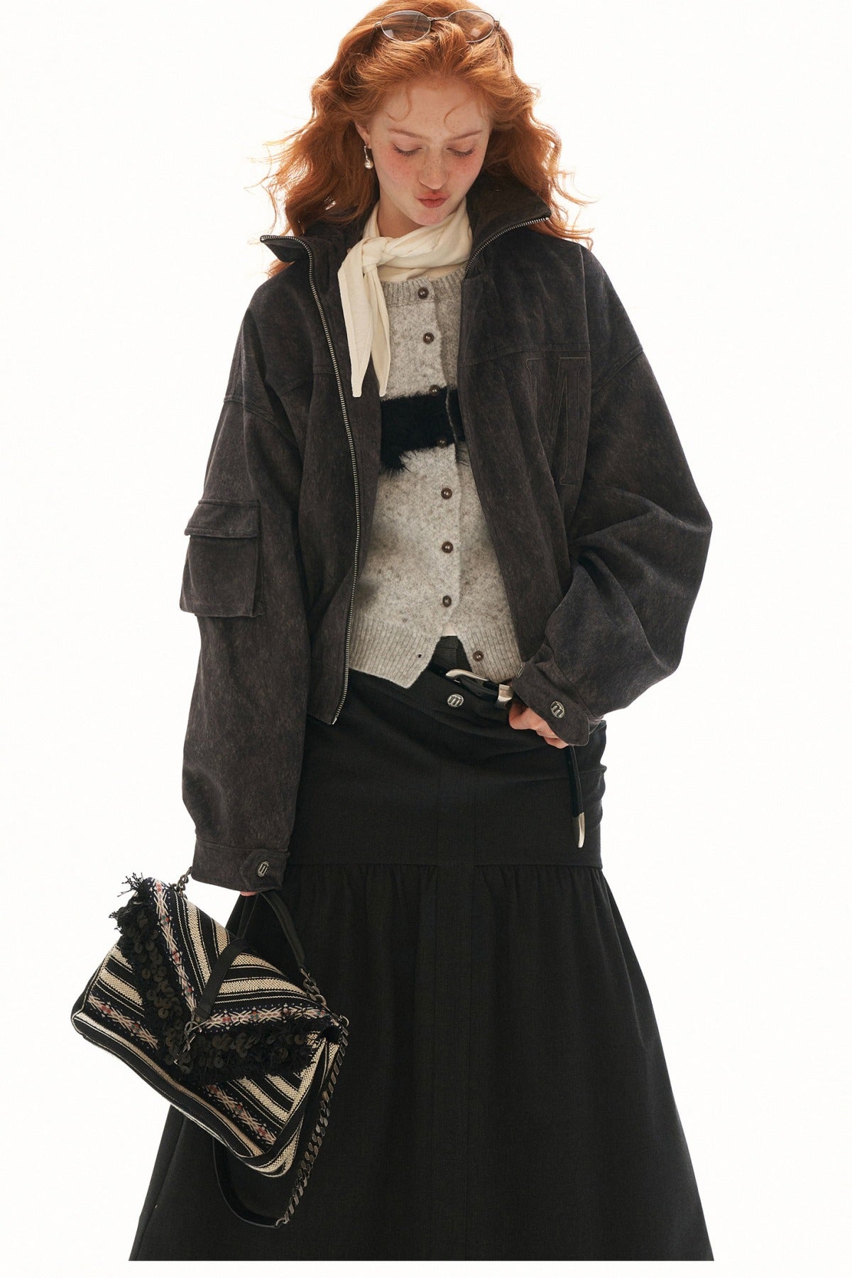 Imitation Horsehair Texture Silhouette Button Jacket