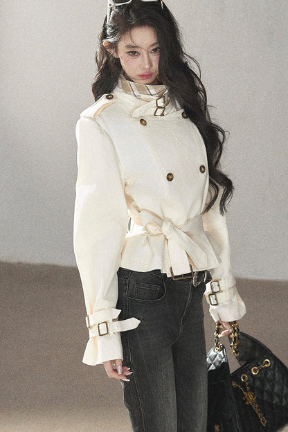 Gabardina de lino blanco cremoso