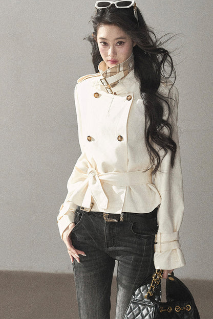 Gabardina de lino blanco cremoso