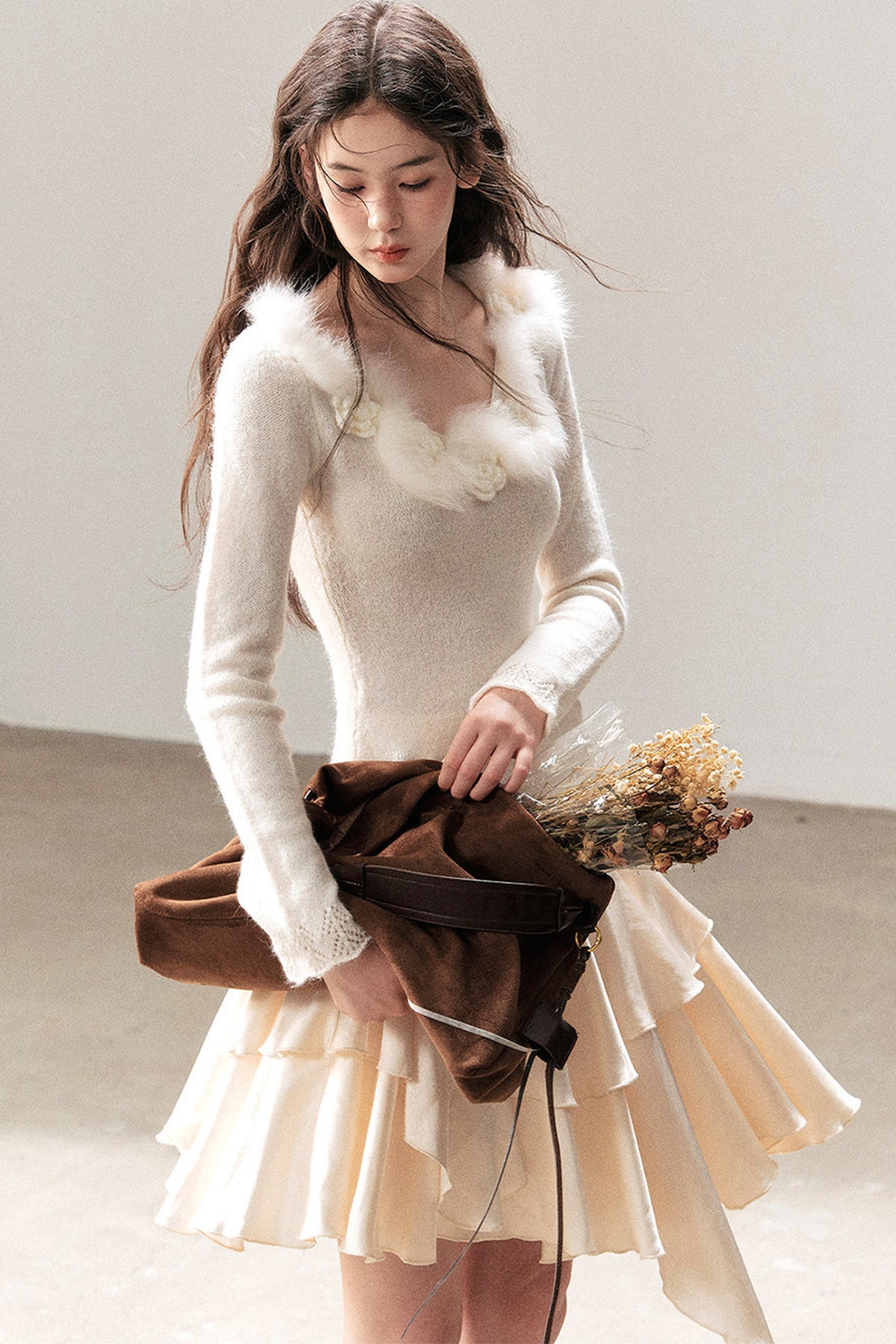 Wool Floral Knit Top