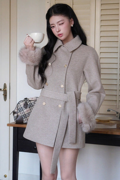 Slimming Lapel Woolen Coat