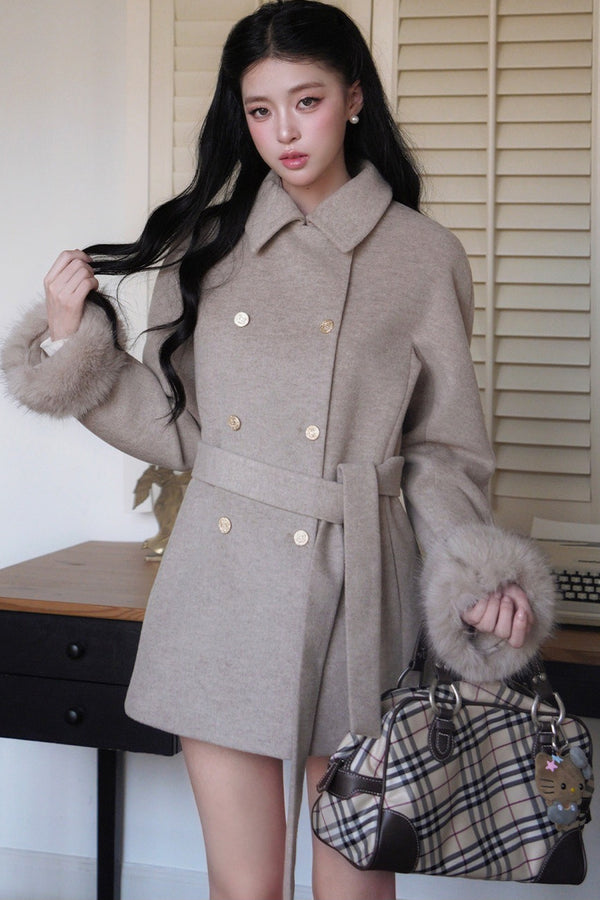Slimming Lapel Woolen Coat