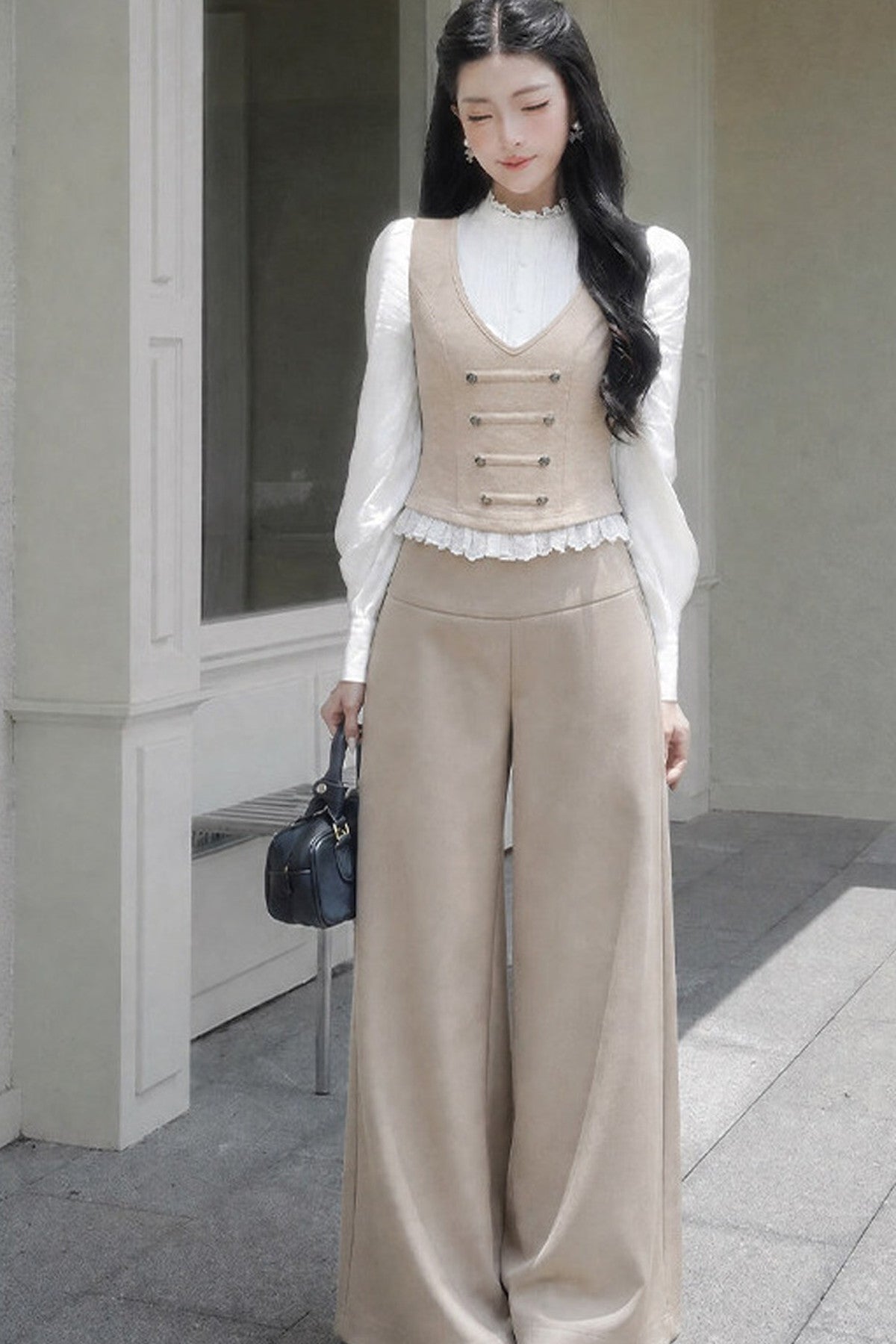 High-Waisted Wide-Leg Trousers