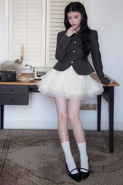 High Waist Lace Layered Cake Skirt
