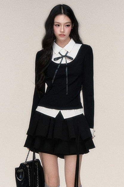 Bow Ribbon Double-Layered Cake Skirt