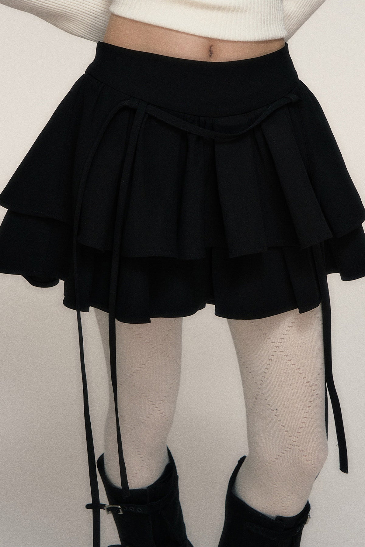 Bow Ribbon Double-Layered Cake Skirt