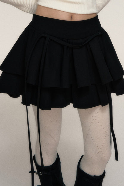 Bow Ribbon Double-Layered Cake Skirt