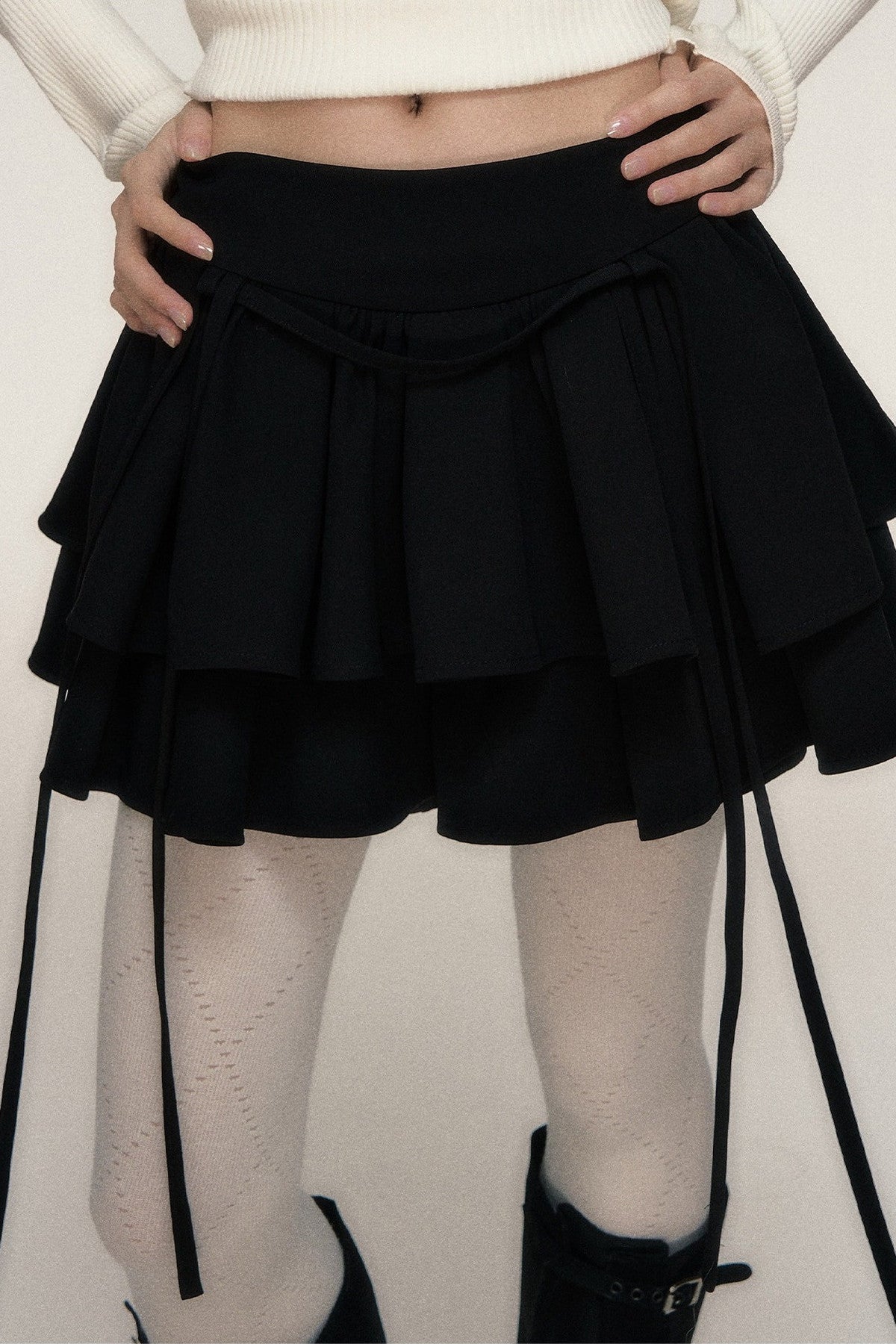Bow Ribbon Double-Layered Cake Skirt