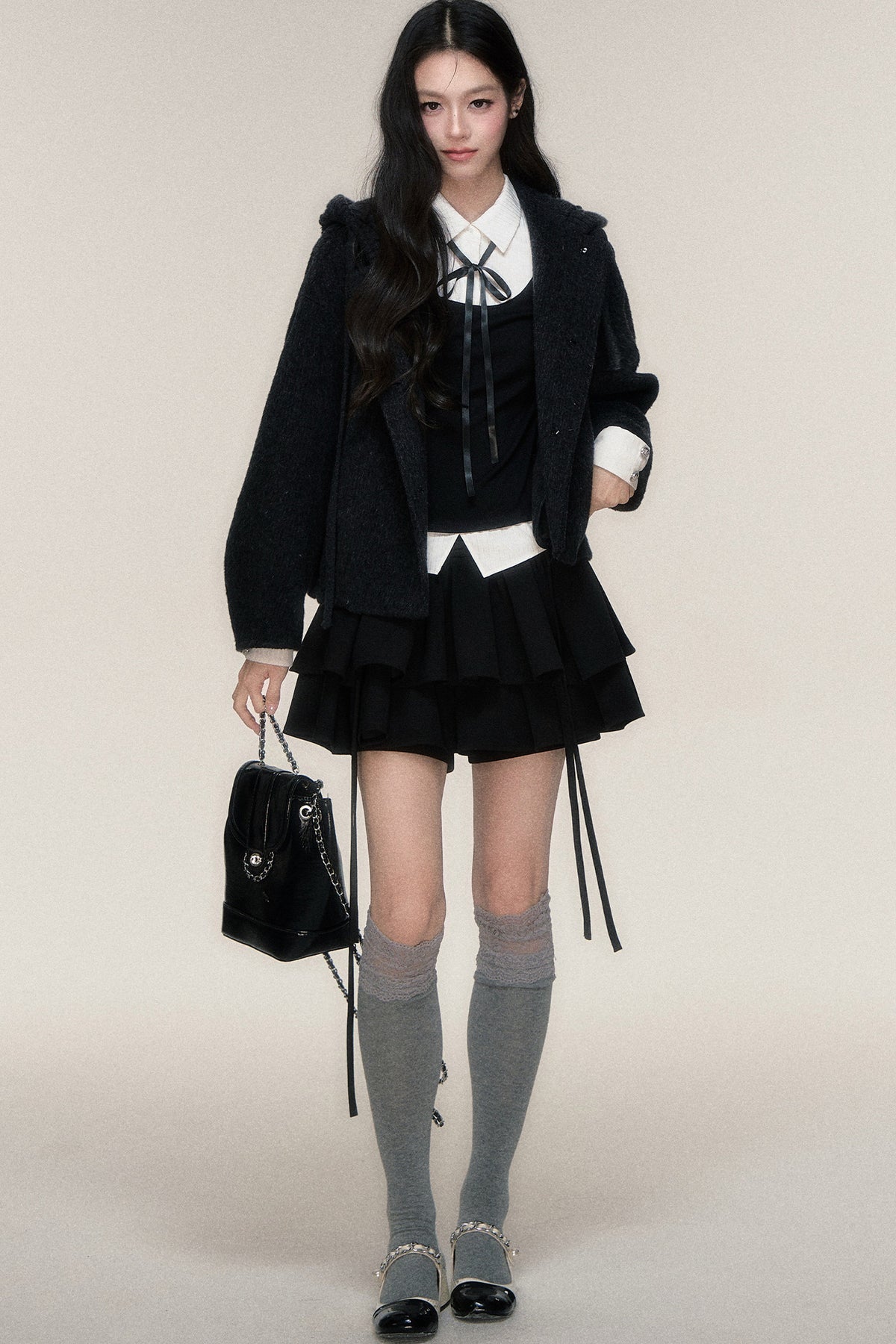Slim Fit Color-Block T-Shirt and Skirt Set-Up
