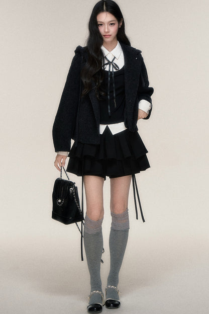 Slim Fit Color-Block T-Shirt and Skirt Set-Up