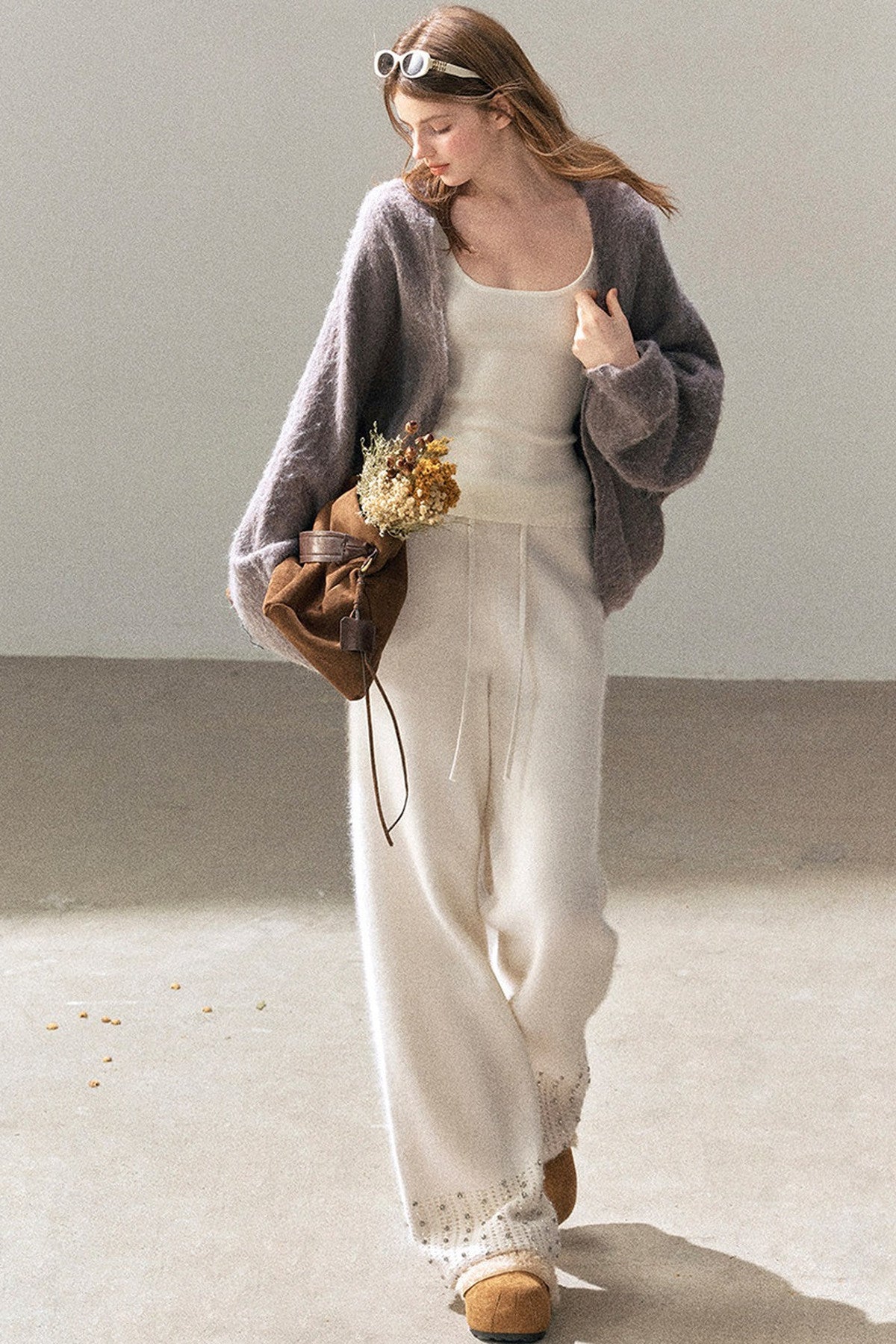 Shawl Wool Sweater And Camisole Set-Up