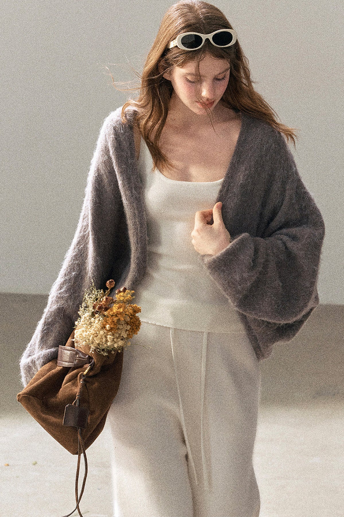 Shawl Wool Sweater And Camisole Set-Up