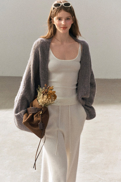 Shawl Wool Sweater And Camisole Set-Up