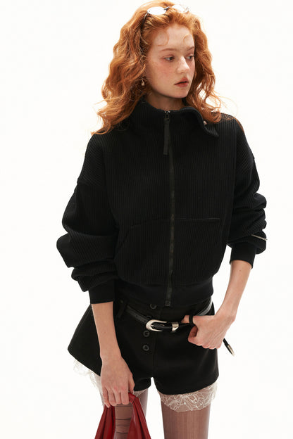 Structured Zip Knitted Jacket