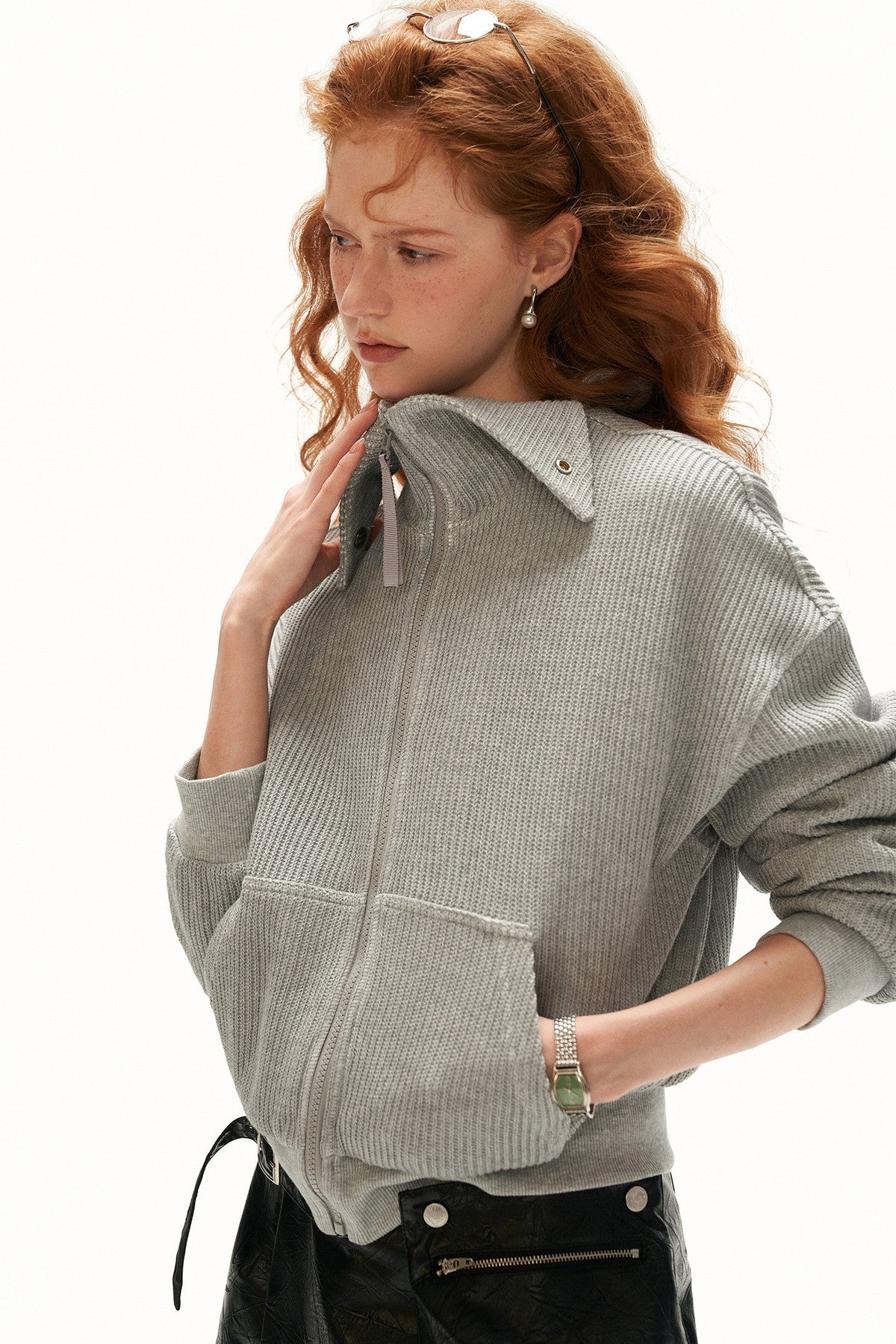 Structured Zip Knitted Jacket