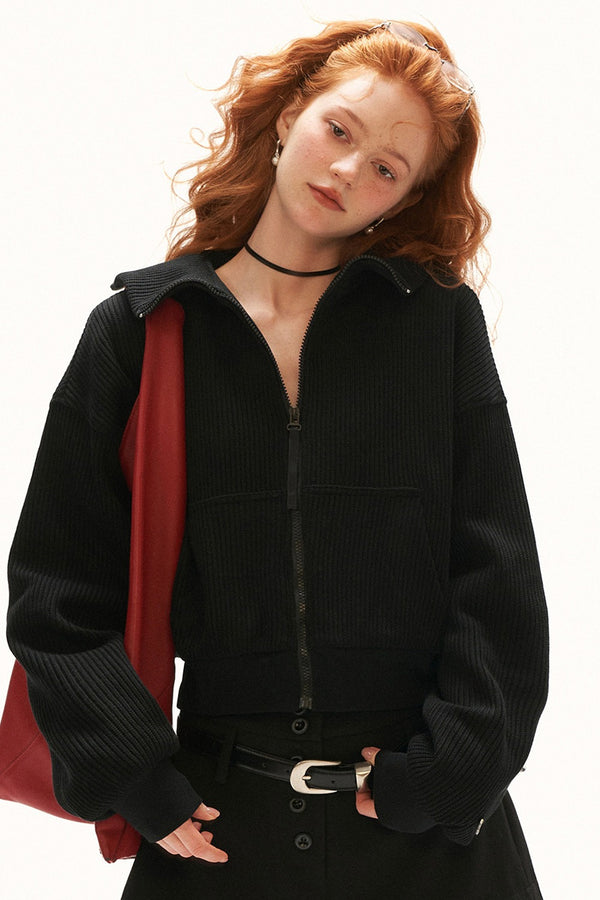 Structured Zip Knitted Jacket