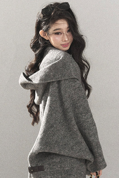 Double-Sided Cashmere Hooded Coat
