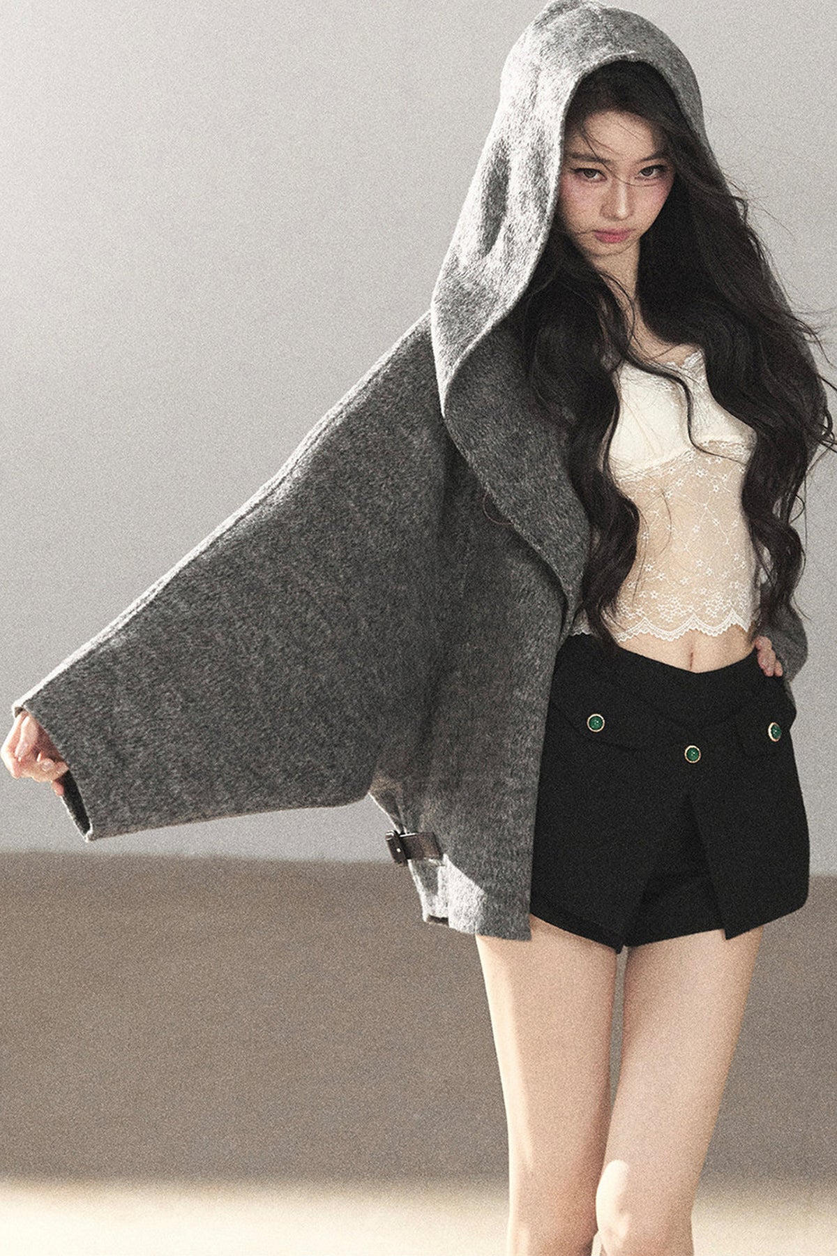 Double-Sided Cashmere Hooded Coat