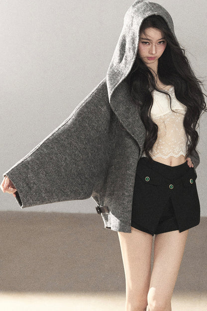 Double-Sided Cashmere Hooded Coat