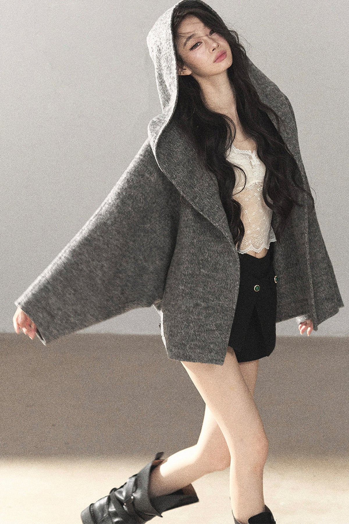 Double-Sided Cashmere Hooded Coat