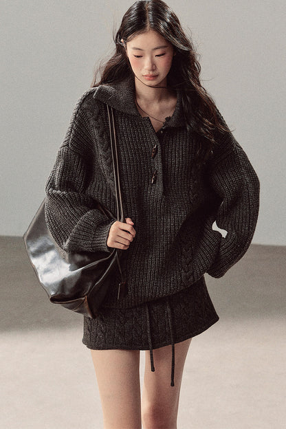 Silent Valley Wool Cable Knit Sweater and Pants Set-Up