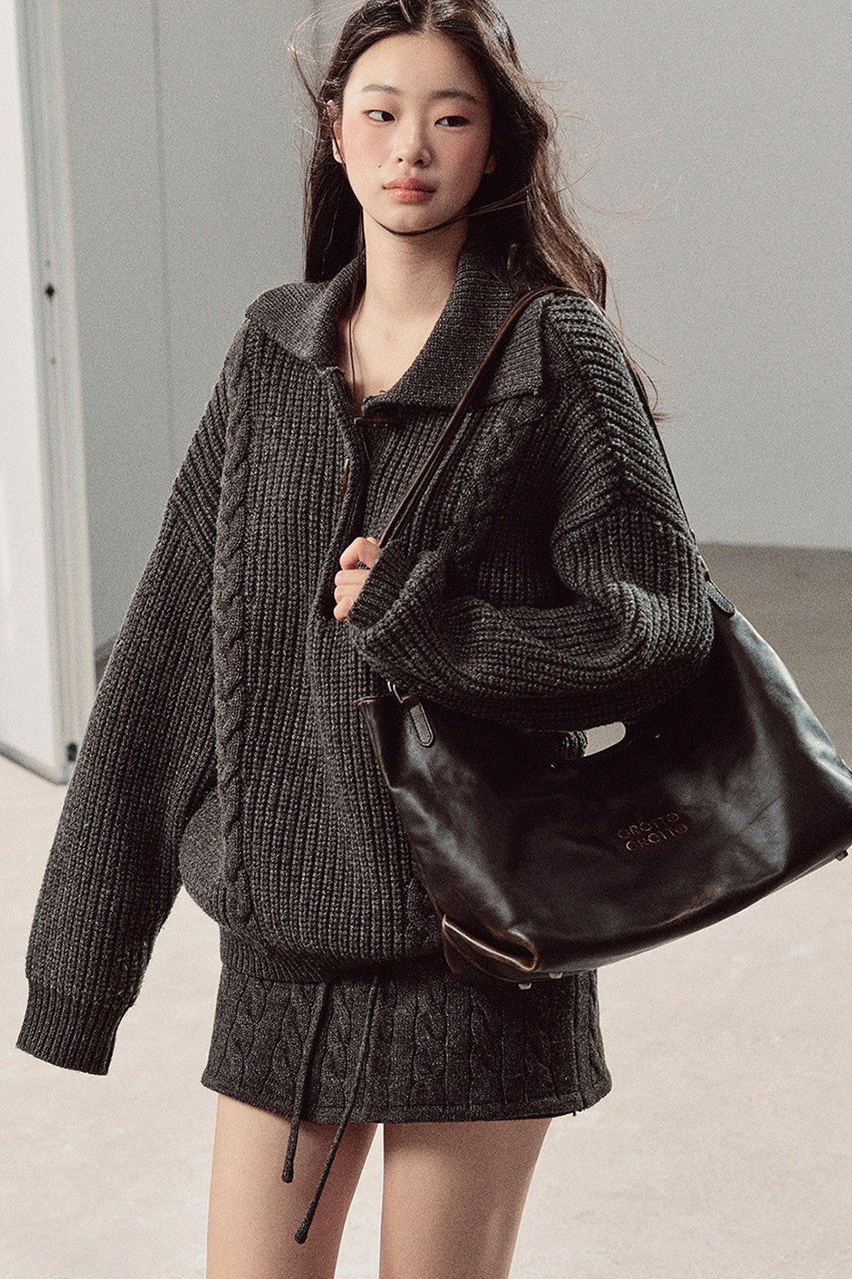 Silent Valley Wool Cable Knit Sweater and Pants Set-Up