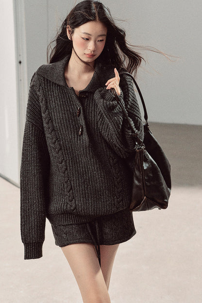 Silent Valley Wool Cable Knit Sweater and Pants Set-Up