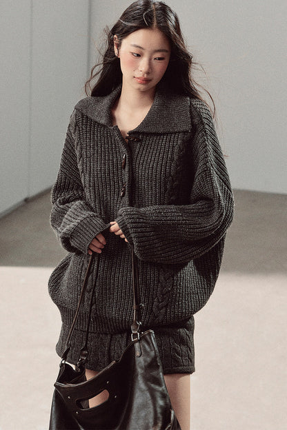 Silent Valley Wool Cable Knit Sweater and Pants Set-Up